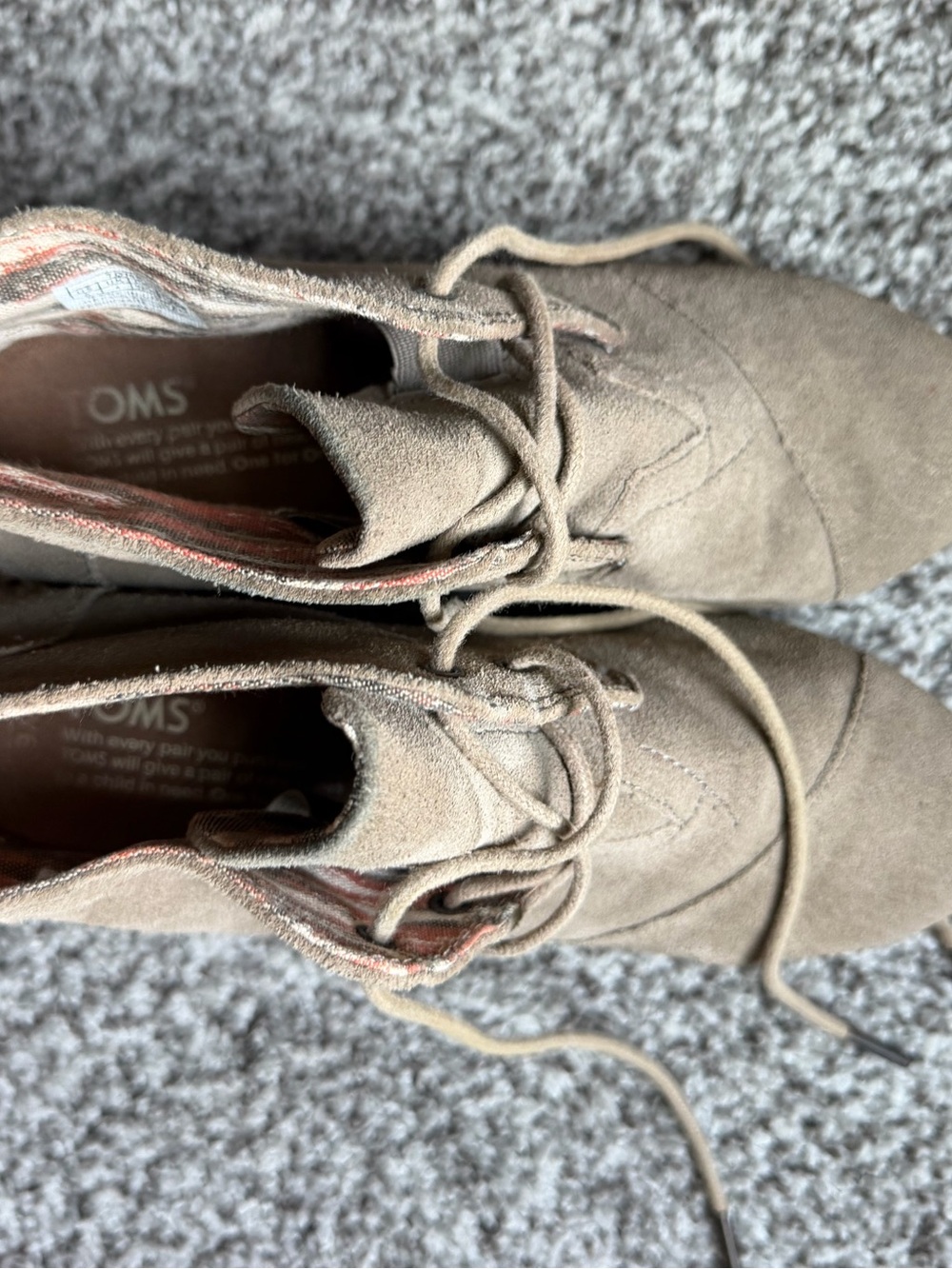 TOMS Tan Suede Lace-Up Ankle Boots